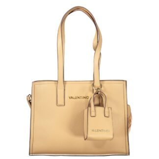 Beige Polyurethane Women's Bag with Shoulder Handles