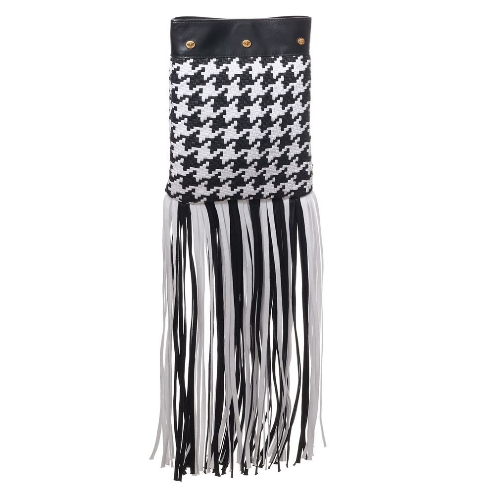 Black And White Leather And Textile Shoulder Bag - Image 3