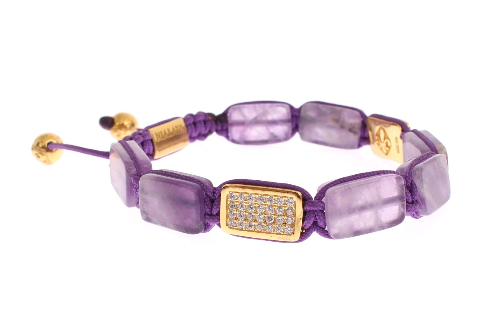 CZ Amethyst 18K Gold 925 Bracelet - Image 5