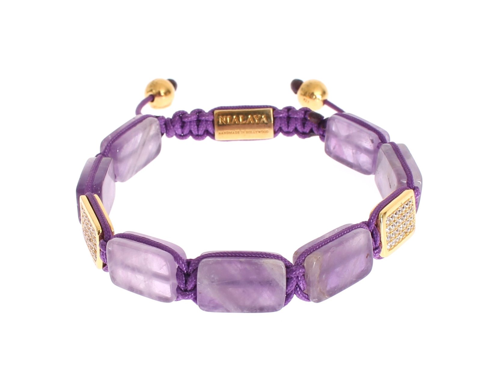 CZ Amethyst 18K Gold 925 Bracelet - Image 7