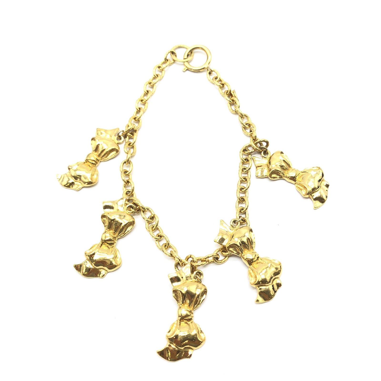Gold Plated Chain Necklace With Bow Charms - Image 4