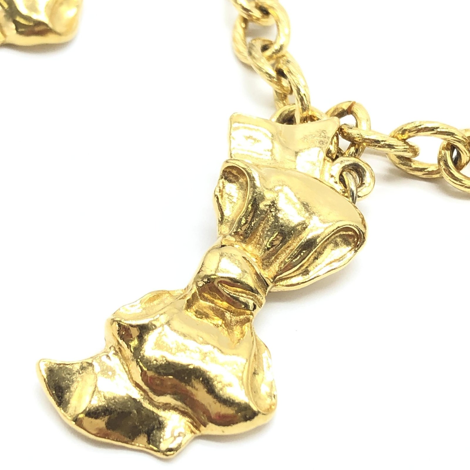 Gold Plated Chain Necklace With Bow Charms - Image 5