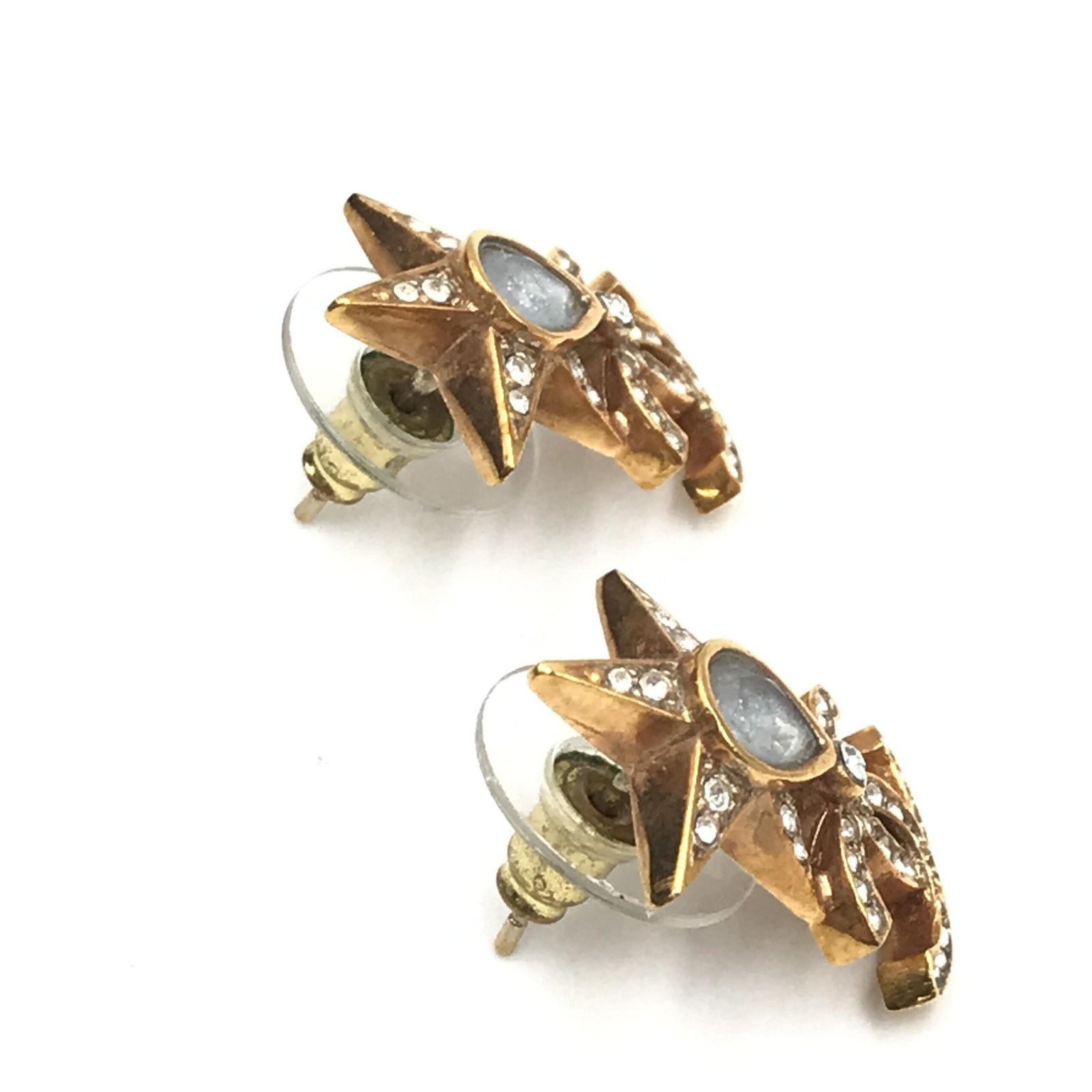 Gold Plated Star Coco Mark Earrings With Rhinestones - Image 6