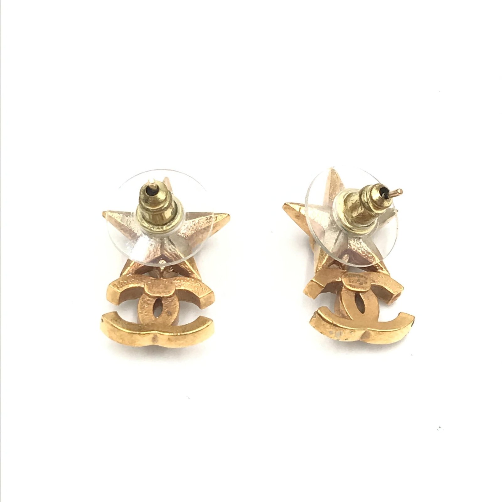 Gold Plated Star Coco Mark Earrings With Rhinestones - Image 8