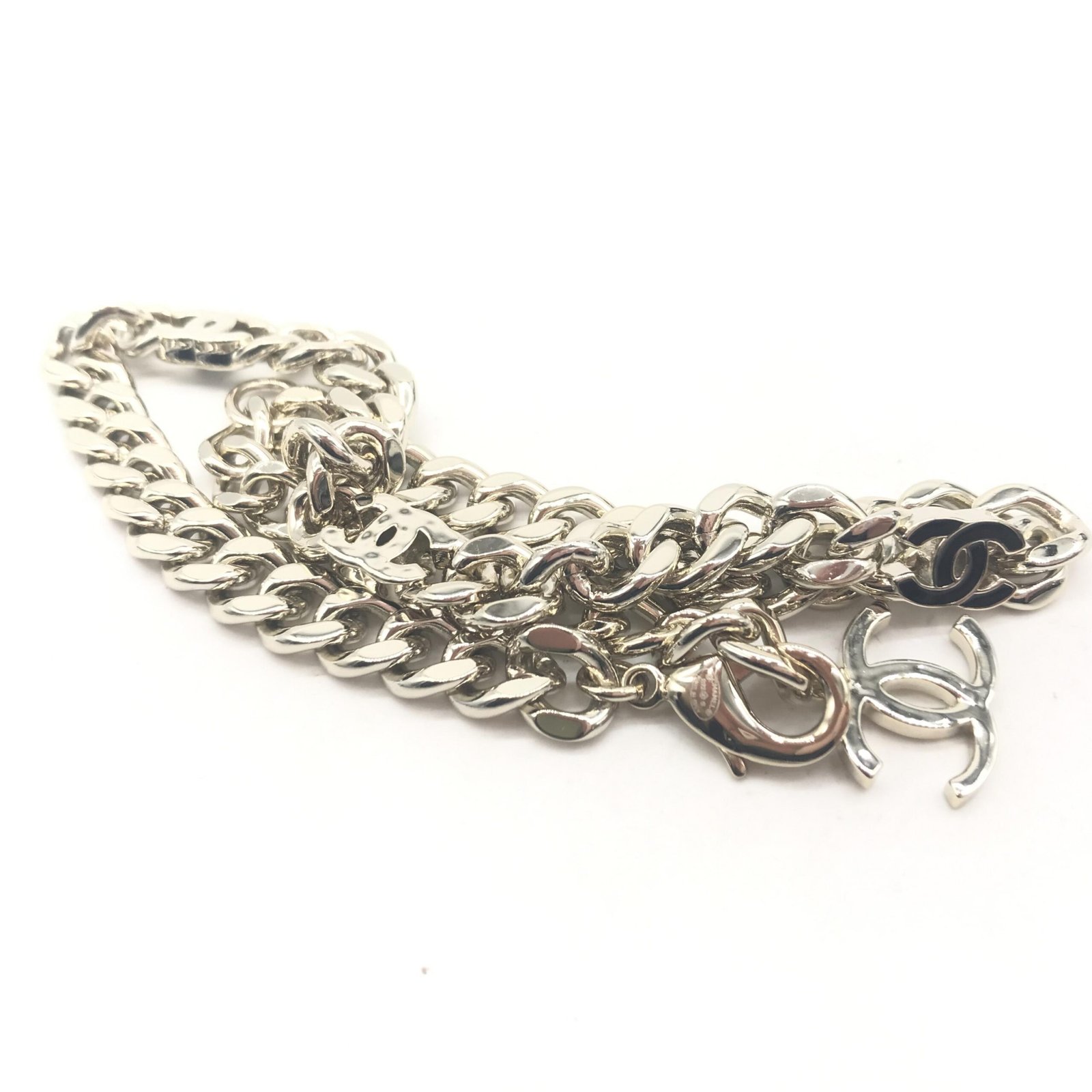 Silver Tone Curb Chain Link Necklace - Image 5