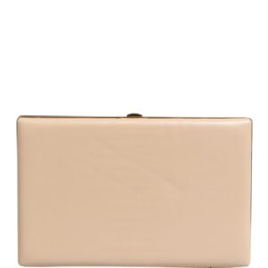 Beige Lambskin Leather Clutch Evening Women Purse Bag