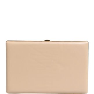 Beige Lambskin Leather Clutch Evening Women Purse Bag