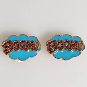 Gold Brass BOOM Cartoon Crystal Clip-On Women