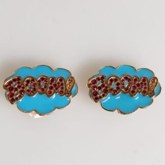 Gold Brass BOOM Cartoon Crystal Clip-On Women
