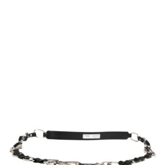 Black Leather Silver Chain Bag Accessory Shoulder Strap