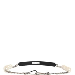 Black Leather Silver Chain Bag Accessory Shoulder Strap