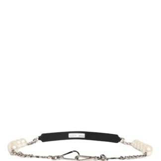 Black Leather Silver Chain Bag Accessory Shoulder Strap