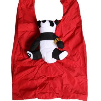 Men Red Polyester Panda Stuffed Ecobag Tote Borse Bag
