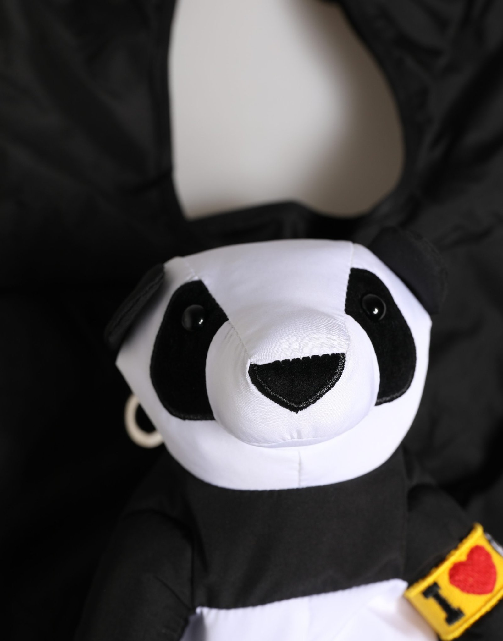 Men Black Polyester Panda Stuffed Ecobag Bag - Image 4