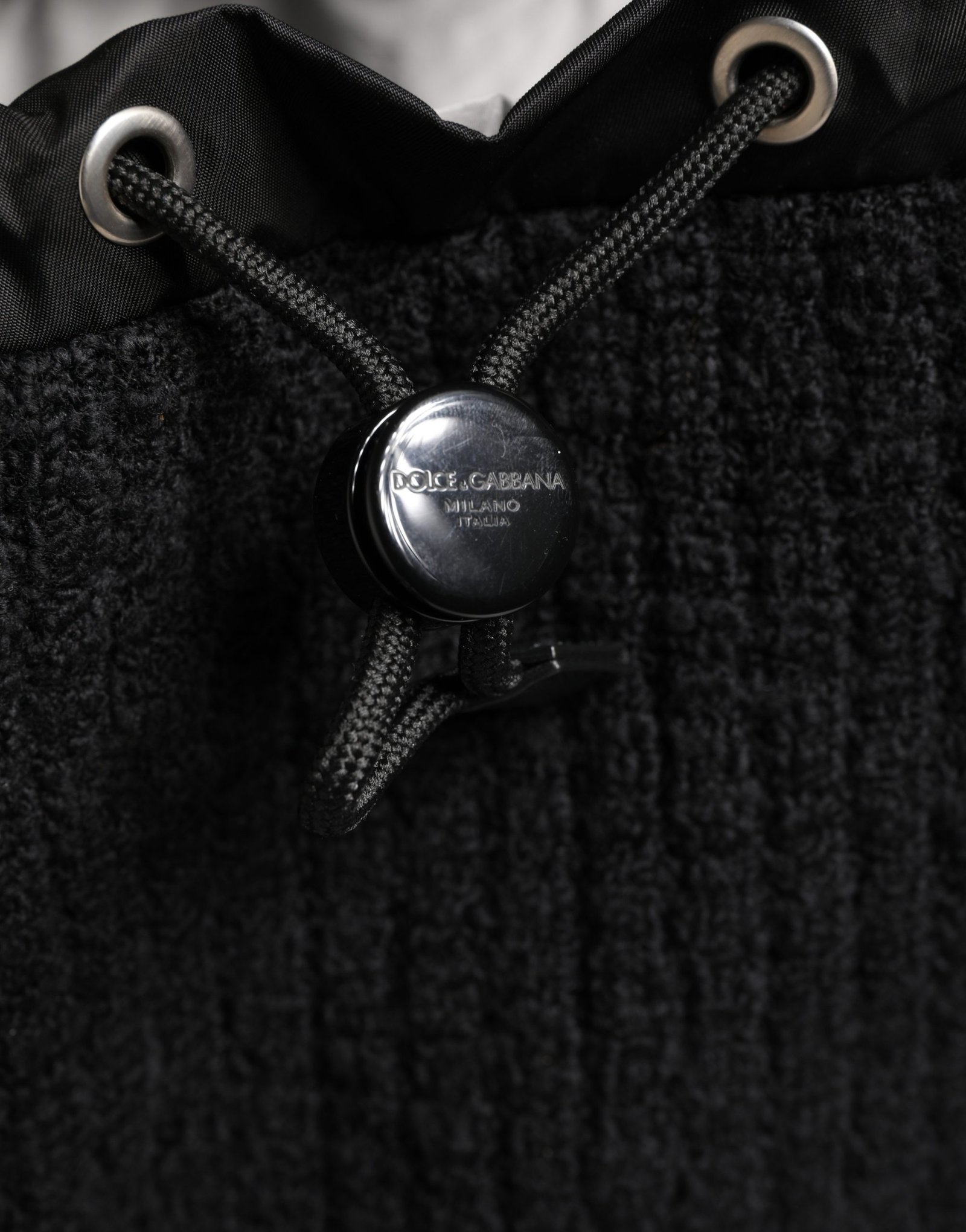 Black Tricot Wool Blend Duffel Backpack Travel Borse Bag - Image 5