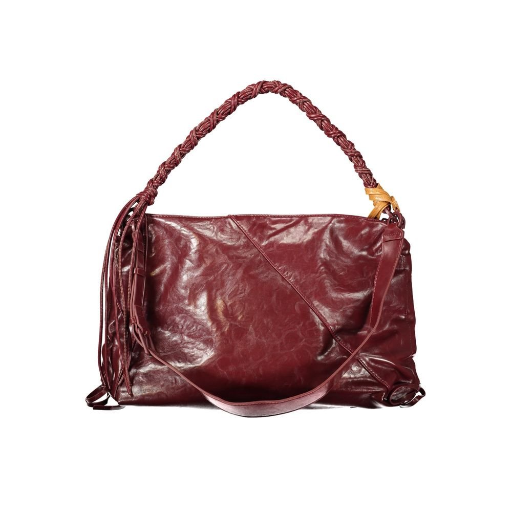 Burgundy Polyurethane Women Handbag - Image 2