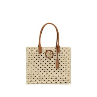 Beige Cotton Shoulder Bag