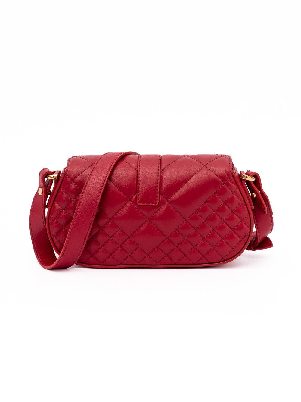 Red Leather Quilted Shoulder Strap Bag - Image 3
