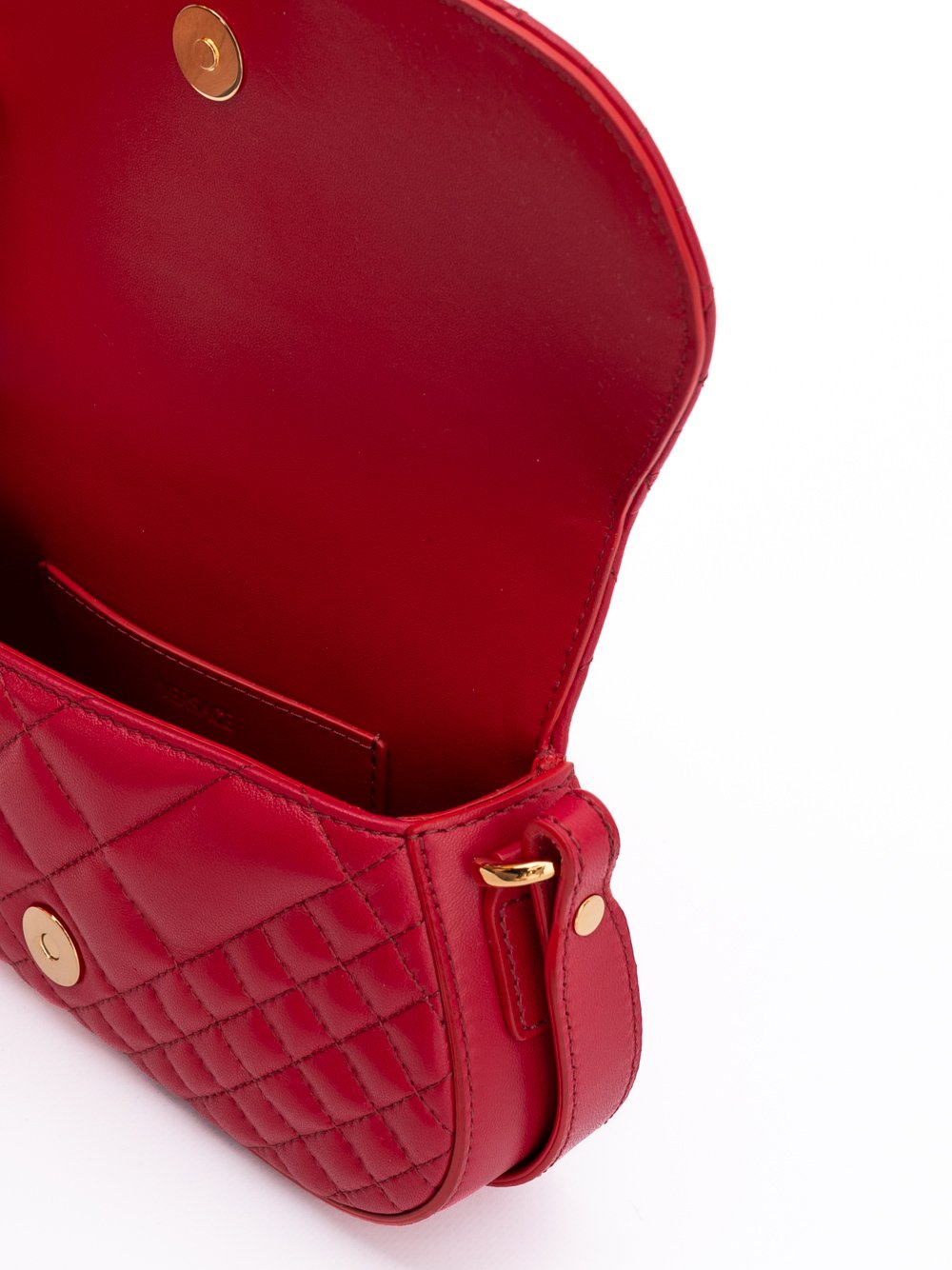 Red Leather Quilted Shoulder Strap Bag - Image 4