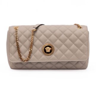 Taupe Quilted Leather Shoulder Strap Bag