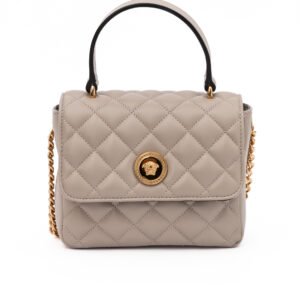 Taupe Quilted Leather Handbag