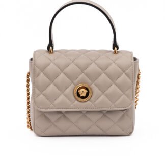 Taupe Quilted Leather Handbag