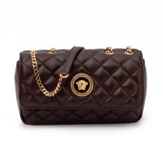 Brown Quilted Leather Shoulder Strap Bag