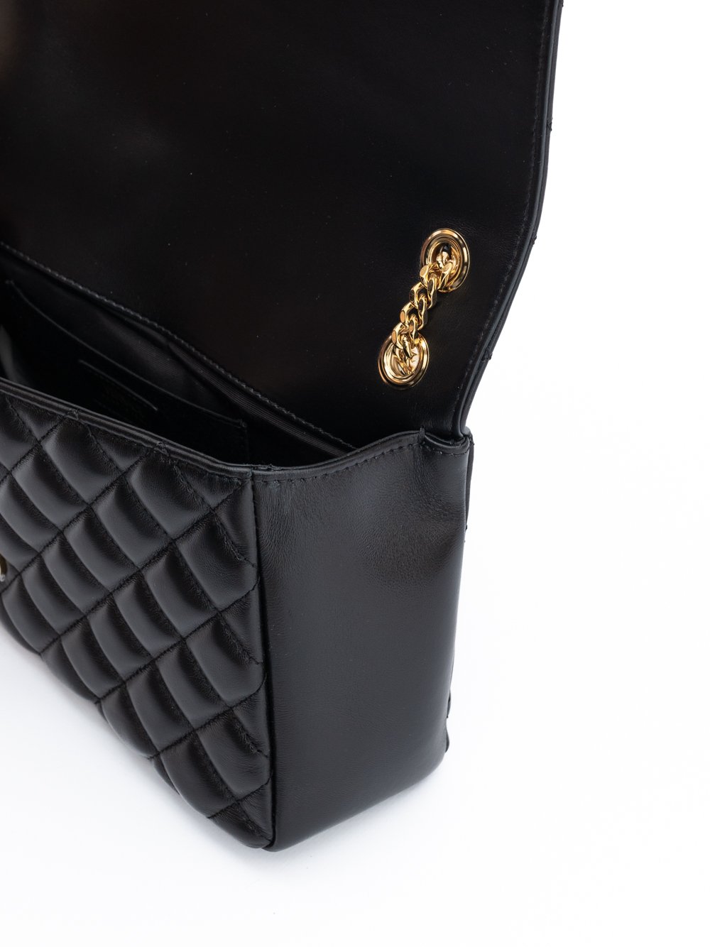 Black Quilted Leather Shoulder Strap Bag - Image 4