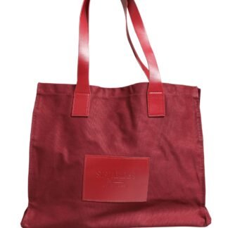 Burgundy Cotton Canvas Shopping Tote Women Borse  Jewellery Bag