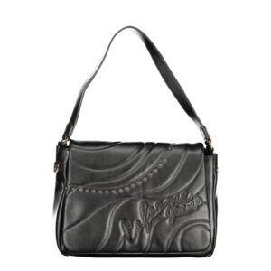 Black Polyurethane Women Shoulder Bag