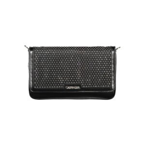 Black Polyurethane Women's Shoulder Bag