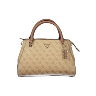 Beige Polyurethane Women Handbag