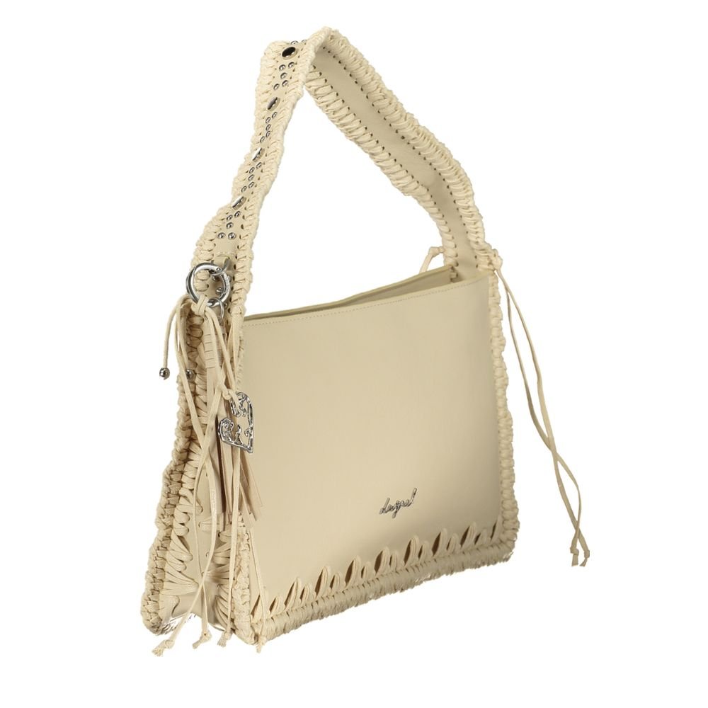 Beige Polyurethane Women Handbag - Image 3
