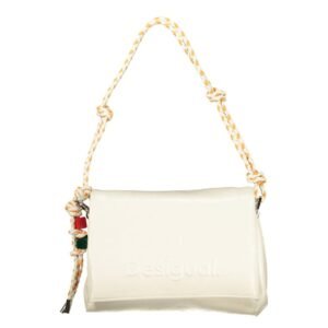 Ecru Polyurethane Women Handbag