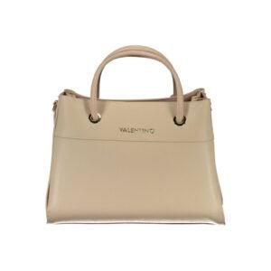 Beige Polyurethane Women's Bag with Handles and Compartments