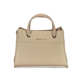 Beige Polyurethane Women's Bag with Handles and Compartments