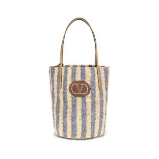 Blue Raffia Backet Bag