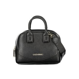 Black Synthetic Leather Women's Bag with Shoulder Strap