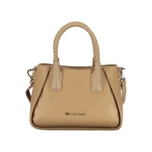 Beige Polyurethane Women's Bag with Handles and Shoulder Strap