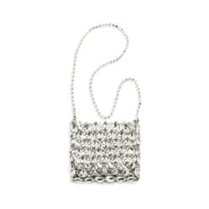 Silver Polyester Shoulder Bag