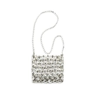 Silver Polyester Shoulder Bag