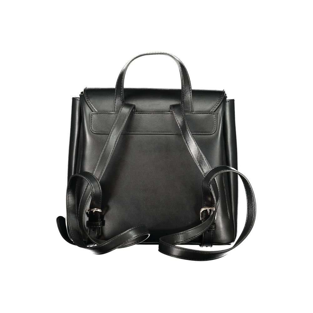 Black Polyurethane Women's Backpack - Image 2