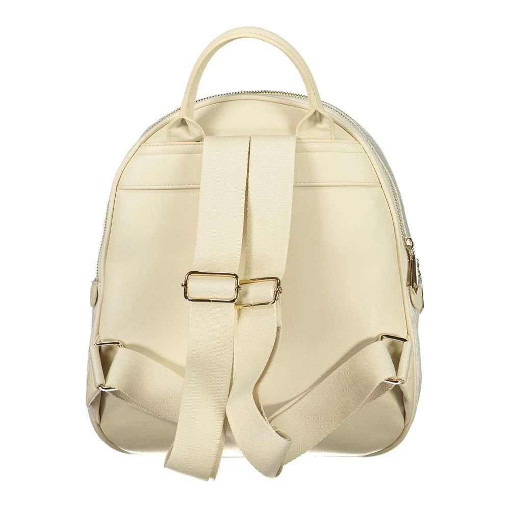 Beige Polyurethane Women's Backpack with Adjustable Straps - Image 2