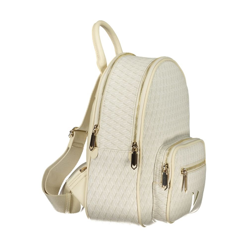 Beige Polyurethane Women's Backpack with Adjustable Straps - Image 3