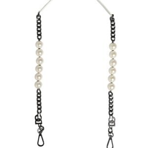 White Leather Silver Chain Bag Accessory Shoulder Strap