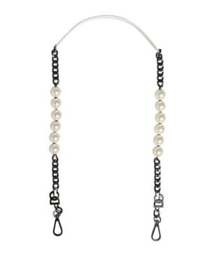 White Leather Silver Chain Bag Accessory Shoulder Strap