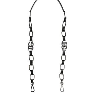 Black Leather Silver Chain Bag Accessory Shoulder Strap