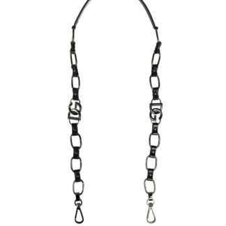 Black Leather Silver Chain Bag Accessory Shoulder Strap