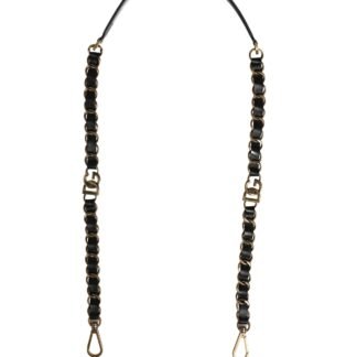 Black Leather Gold Chain Bag Accessory Shoulder Strap
