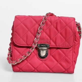 Prada Pink Quilted Tessuto Impuntu Nylon Flap Crossbody Bag
